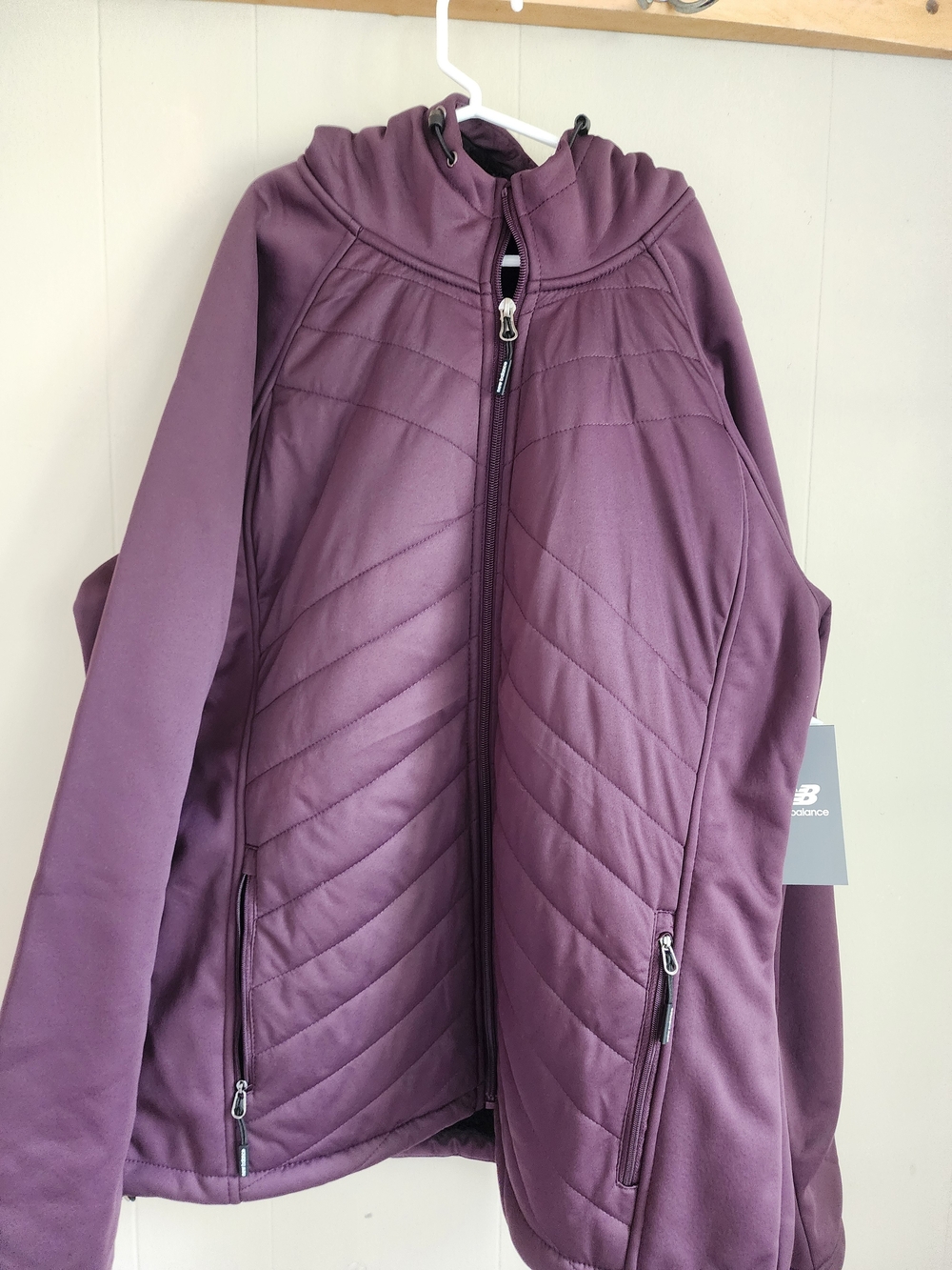 New Balance Hooded Quilted Puffer Jacket - Plum